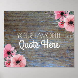 Personalised Quote   Floral Rustic Wood Sign