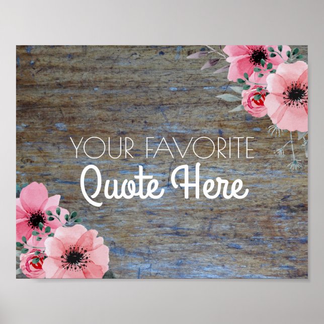 Personalised Quote | Floral Rustic Wood Sign (Front)