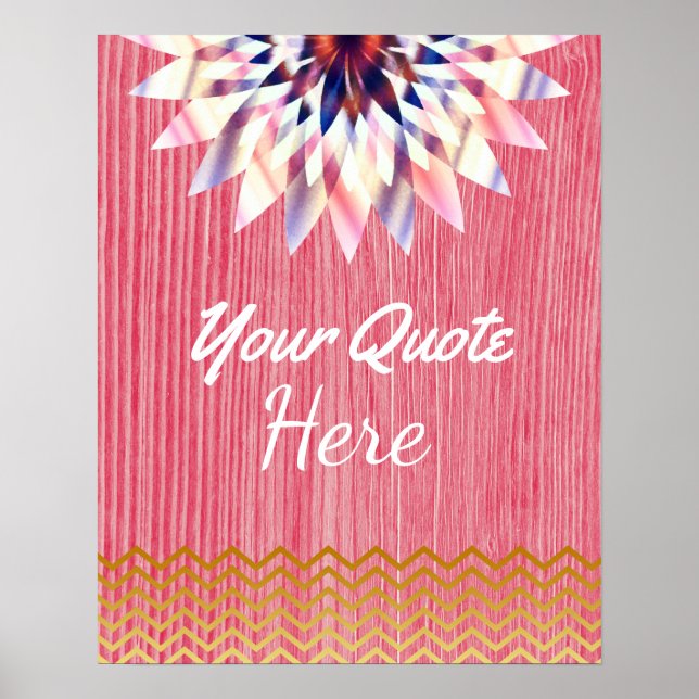 Personalised Quote Gold Vintage Lotus Flower Poster (Front)