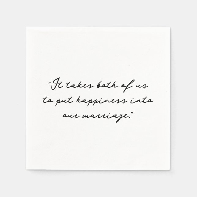 Personalised Quote or Song Lyric Wedding Napkin (Front)