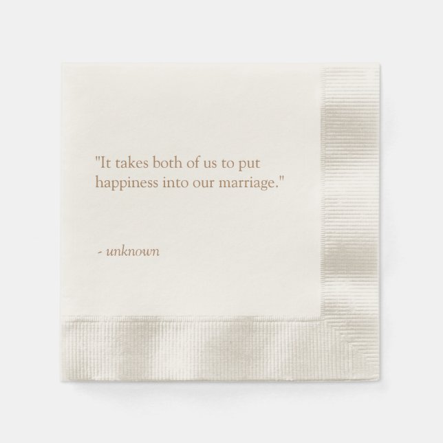 Personalised Quote or Song Lyric Wedding Napkin (Front)