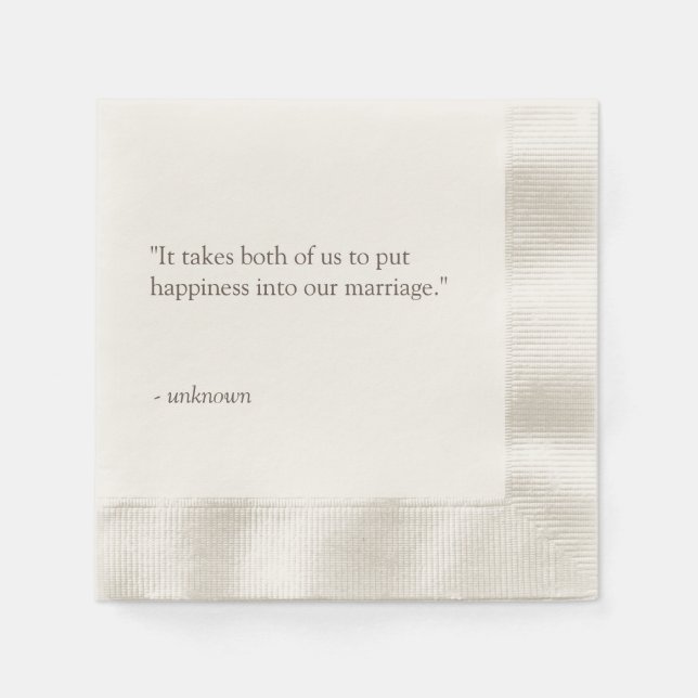 Personalised Quote or Song Lyric Wedding Napkins (Front)