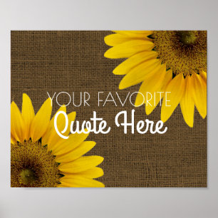 Personalised Quote   Rustic Burlap Sunflowers Sign