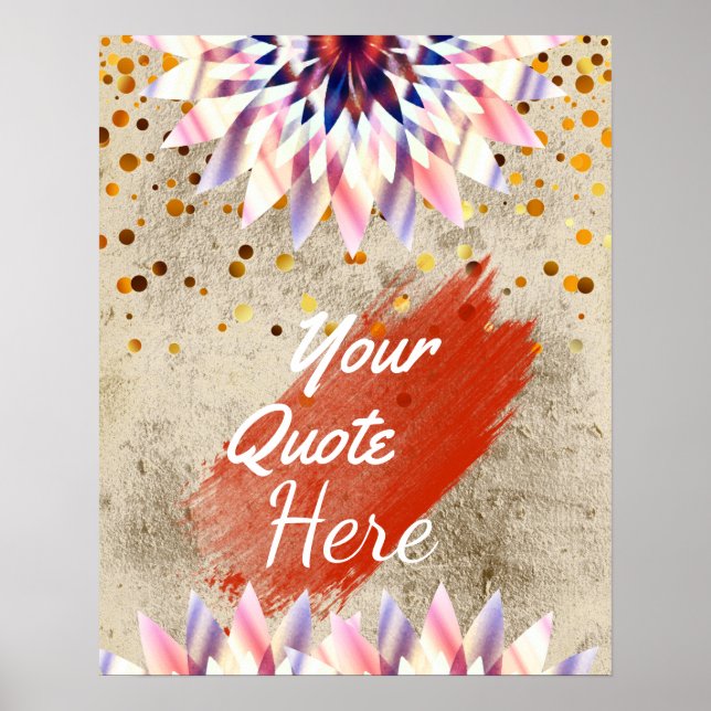 Personalised Quote Vintage Lotus Flower Custom Poster (Front)