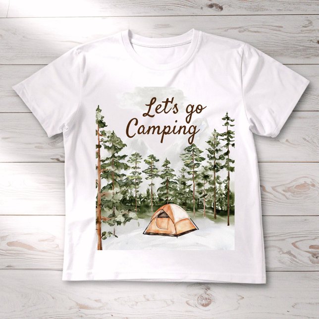 Personalised Quote Watercolor Camping in Nature  Baby T-Shirt (Close up)