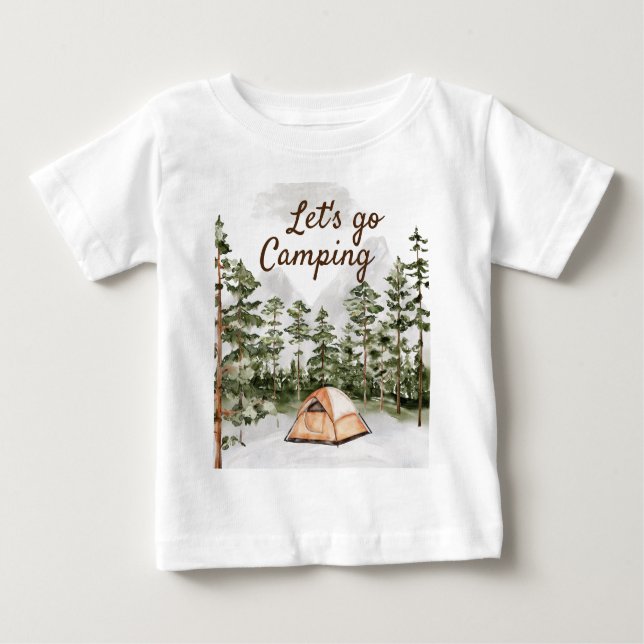 Personalised Quote Watercolor Camping in Nature  Baby T-Shirt (Front)