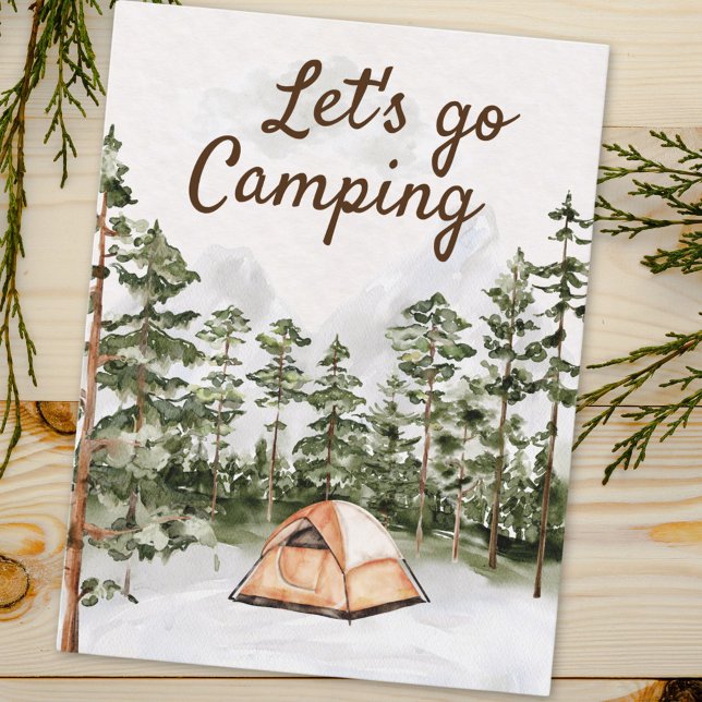 Personalised Quote Watercolor Camping in Nature  Postcard (Close up)