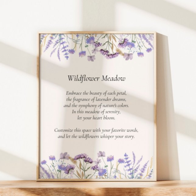 Personalised Quote Watercolor Purple Wildflower Poster (In situ Under sunlight )