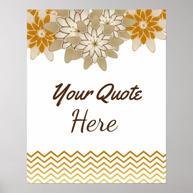 Personalised Quote Wedding Gold Birthday Flowers Poster (Front)