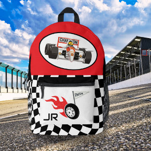 Personalised Race Car Back-to-Schoo Boys Gift Printed Backpack
