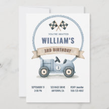 Personalised Race Car Birthday Invitation