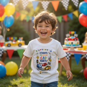 Personalised Race Car Birthday   Kids Car Party Toddler T-Shirt