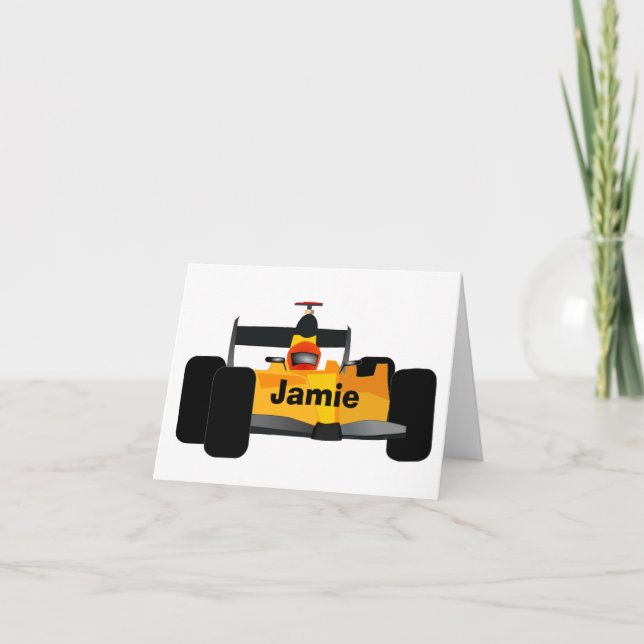 Personalised Race Car Birthday Party Gifts Card (Front)