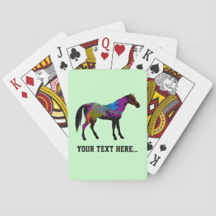 Personalised Race Horse Design On Mint Green Playing Cards