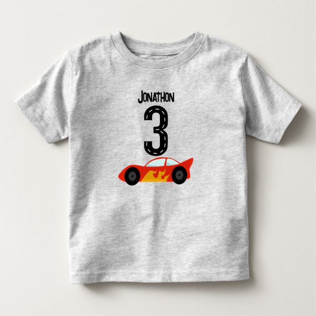 Personalised Racecar 3rd Birthday Party Toddler T-Shirt (Front)