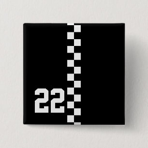 Personalised Racing Flag Black And White 15 Cm Square Badge