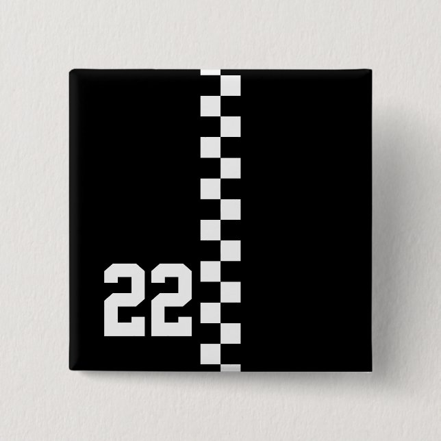Personalised Racing Flag Black And White 15 Cm Square Badge (Front)