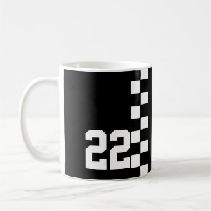 Personalised Racing Flag Black And White Coffee Mug