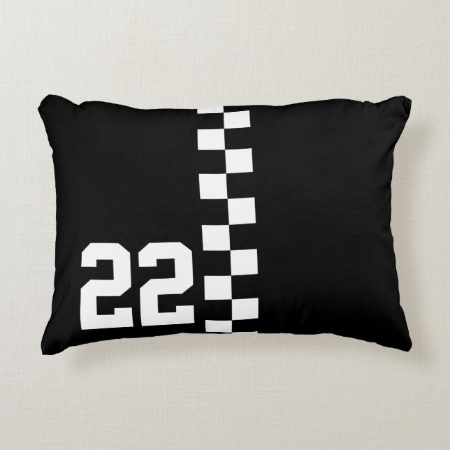 Personalised Racing Flag Black And White Decorative Cushion (Front)