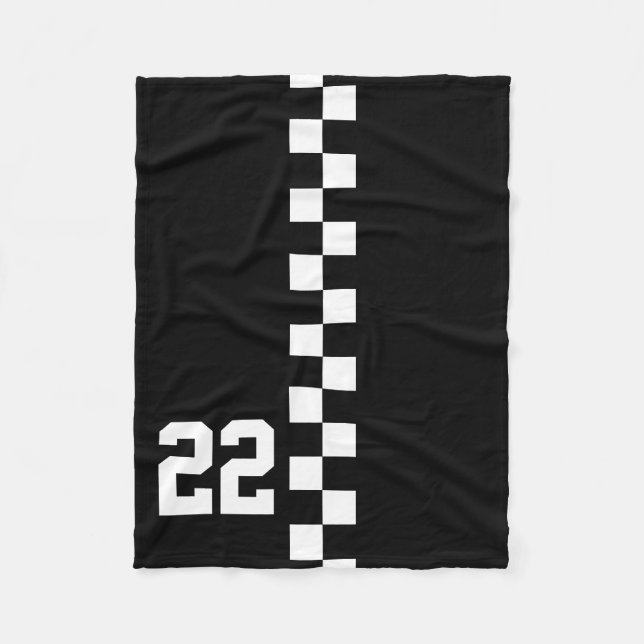 Personalised Racing Flag Black And White Fleece Blanket (Front)