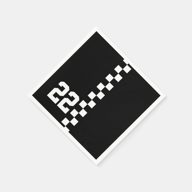 Personalised Racing Flag Black And White Napkin (Corner)