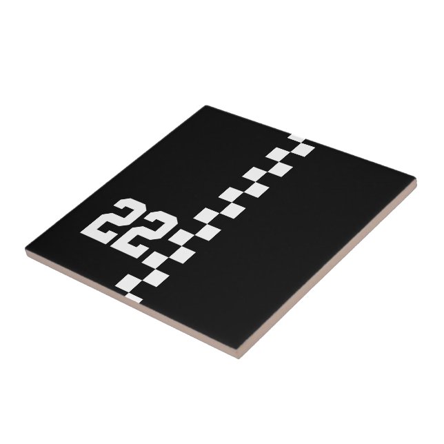 Personalised Racing Flag Black And White Tile (Side)