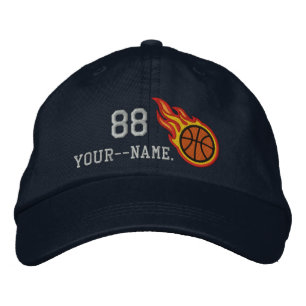 Personalised Racing Flames Basketball Bullet Badge Embroidered Hat