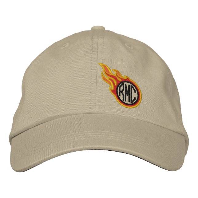 Personalised Racing Flames Bullet Monogram Embroidered Hat (Front)
