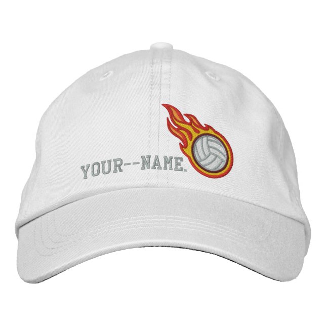 Personalised Racing Flames Volleyball Bullet Badge Embroidered Hat (Front)