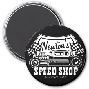 Personalised Racing Hot Rod Speed Shop Garage  Magnet