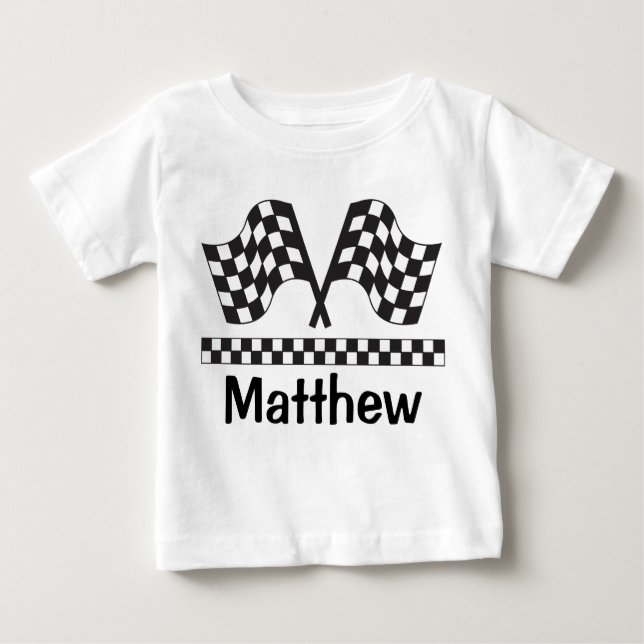 Personalised Racing Rally Flag Baby Tee Shirt Gift (Front)