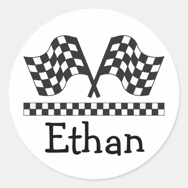 Personalised Racing Rally Flags Gift Classic Round Sticker (Front)