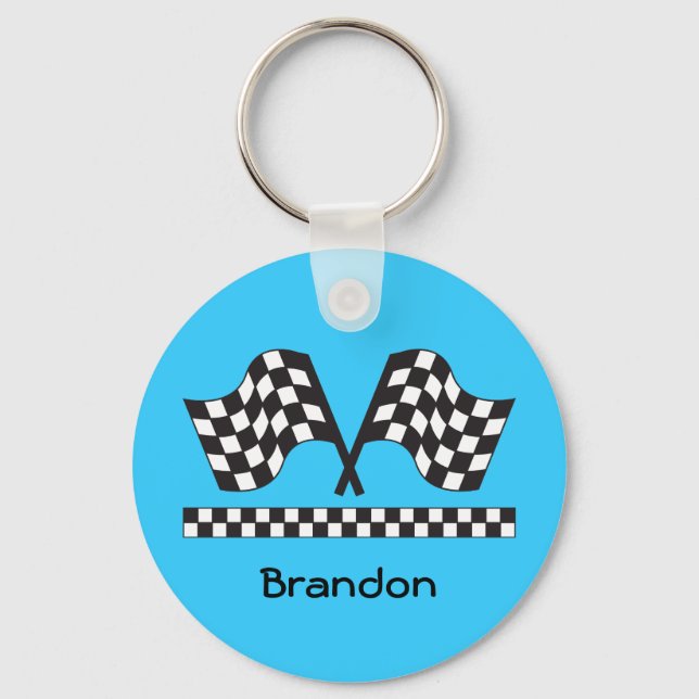 Personalised Racing Rally Flags Gift Key Ring (Front)