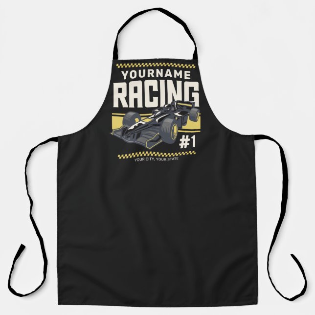 Personalised Racing Team Fast Race Car Driver Apron (Front)