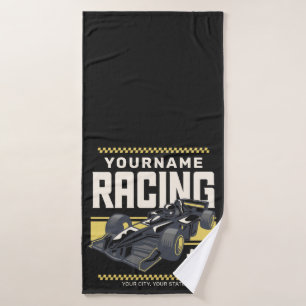 Personalised Racing Team Fast Race Car Driver  Bath Towel Set