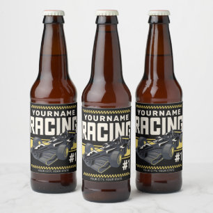 Personalised Racing Team Fast Race Car Driver Beer Bottle Label