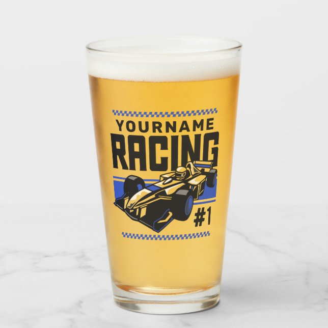 Personalised Racing Team Fast Race Car Driver  Glass (Front Filled)