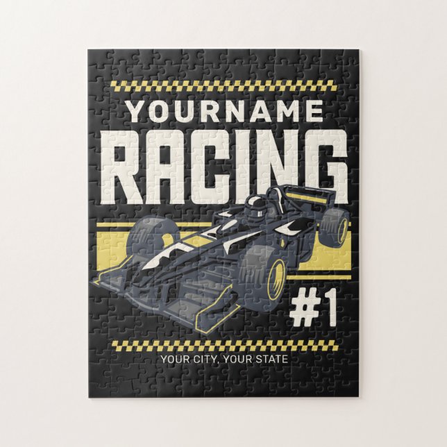 Personalised Racing Team Fast Race Car Driver  Jigsaw Puzzle (Vertical)