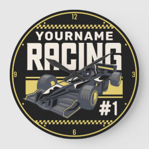 Personalised Racing Team Fast Race Car Driver  Large Clock