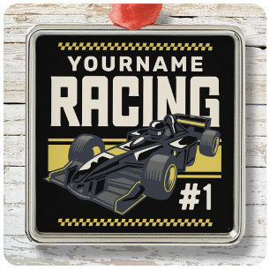 Personalised Racing Team Fast Race Car Driver Metal Ornament