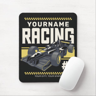 Personalised Racing Team Fast Race Car Driver  Mouse Pad