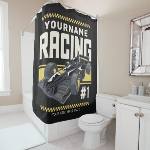 Personalised Racing Team Fast Race Car Driver  Shower Curtain