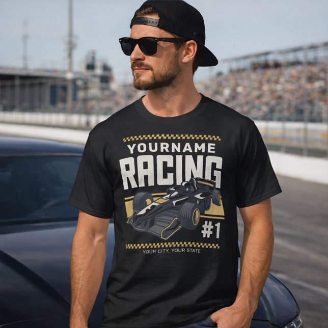 Personalised Racing Team Fast Race Car Driver  T-Shirt (Creator Uploaded)