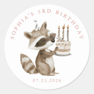 Personalised Racoon Round Stickers