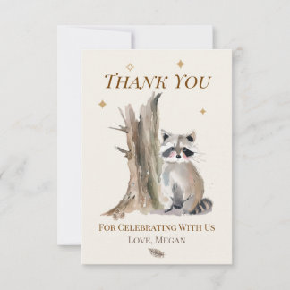 Personalised Racoon Thank You Note Card
