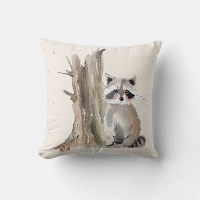 Personalised Racoon Throw Pillow (Front)