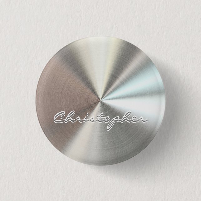 Personalised Radial Metallic Look - Chrome 3 Cm Round Badge (Front)