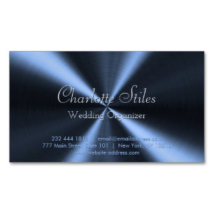 Personalised Radial Metallic Look - Dark Blue Magnetic Business Card