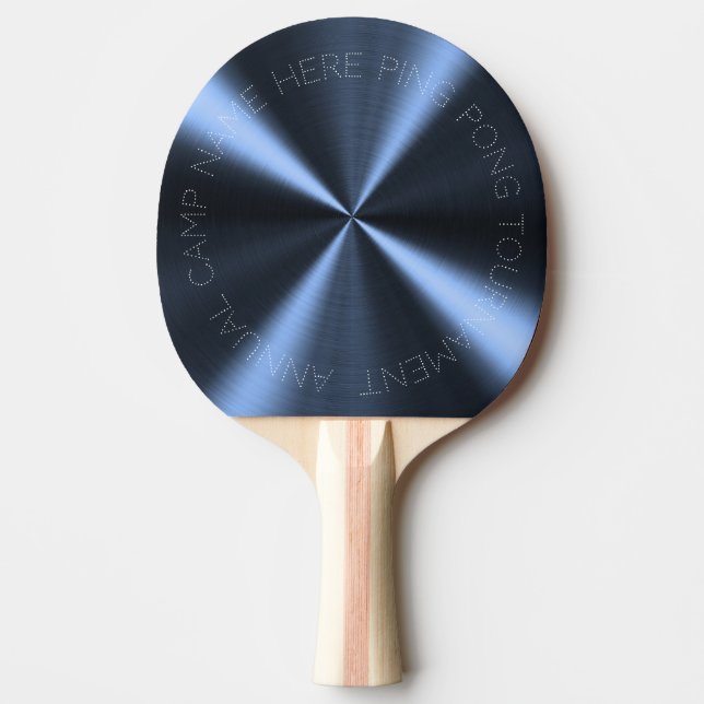 Personalised Radial Metallic Look - Dark Blue Ping Pong Paddle (Front)
