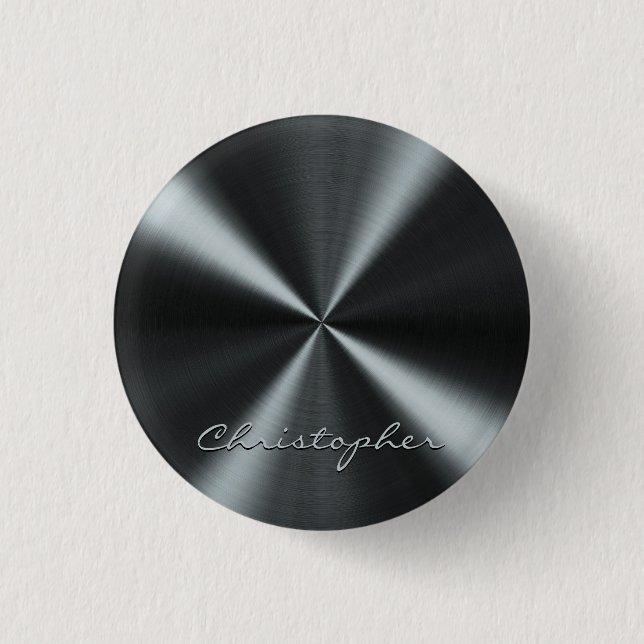 Personalised Radial Metallic Look - Dark Grey 3 Cm Round Badge (Front)